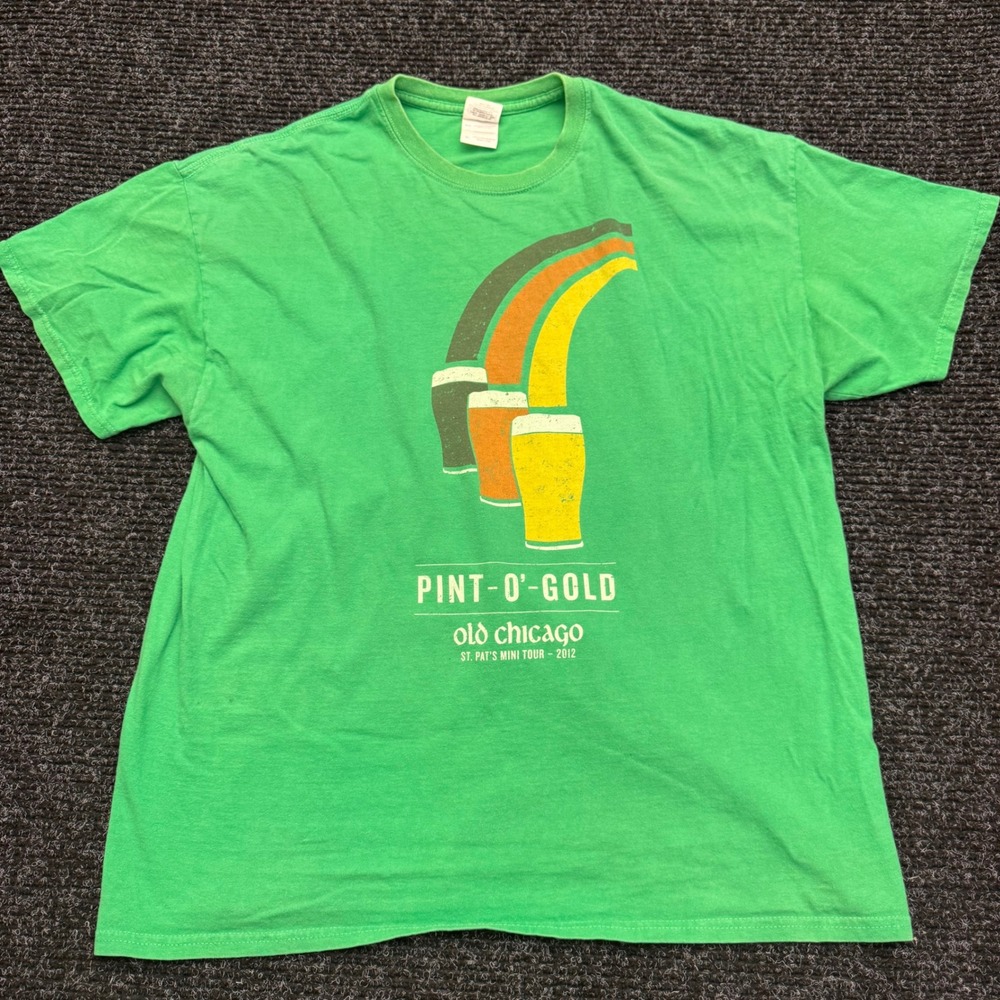 Old Chicago St Patricks Day 2012 Pint O Gold Green Graphic T-Shirt XL Mens
